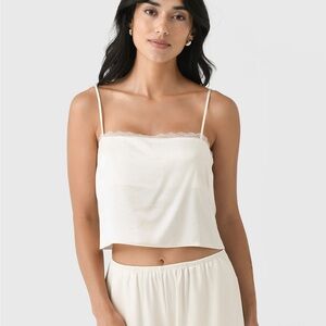 LESET barb Cream Lace-Trimmed Cami medium nwt